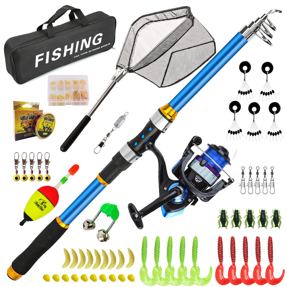 Fishing Line Spooler - Set Joran Pancing Serat Kaca Teleskopik