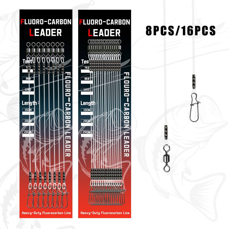 Fluorocarbon Line - 8/16pcs Tali Fluorocarbon dengan Swivel |